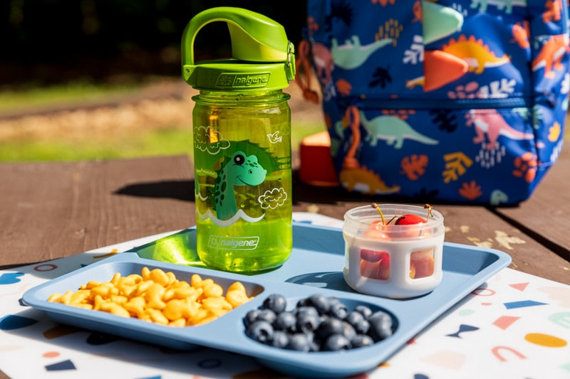Nalgene product view: 12oz On-The-Fly Kids Lock-Top Bottle with Graphics E8 — 12oz On-The-Fly Kids Lock-Top Bottle with Graphics